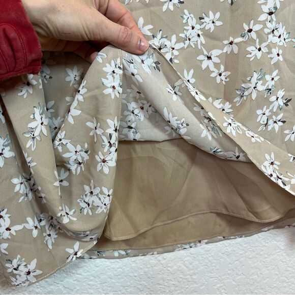 Zalora Collection Floral Nude Printed Bell Sleeve Boho Dress NWT! size Small - Picture 9 of 13